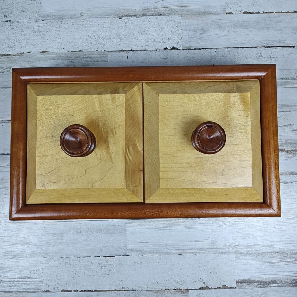 Dual Compartment Lidded Wooden Trinket/Countertop Box Post-Mid-Century-Modern - Picture 2 of 8